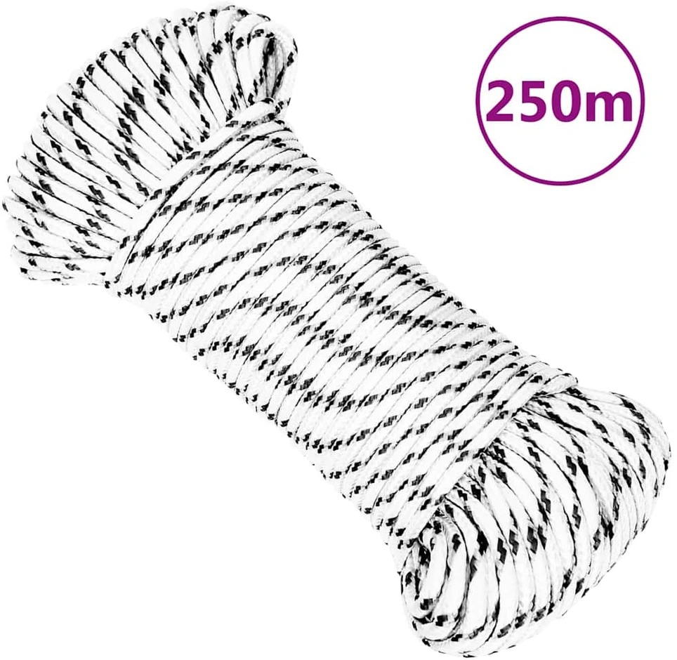 Pinta valties virvė, baltos spalvos, 3mmx250m, poliesteris