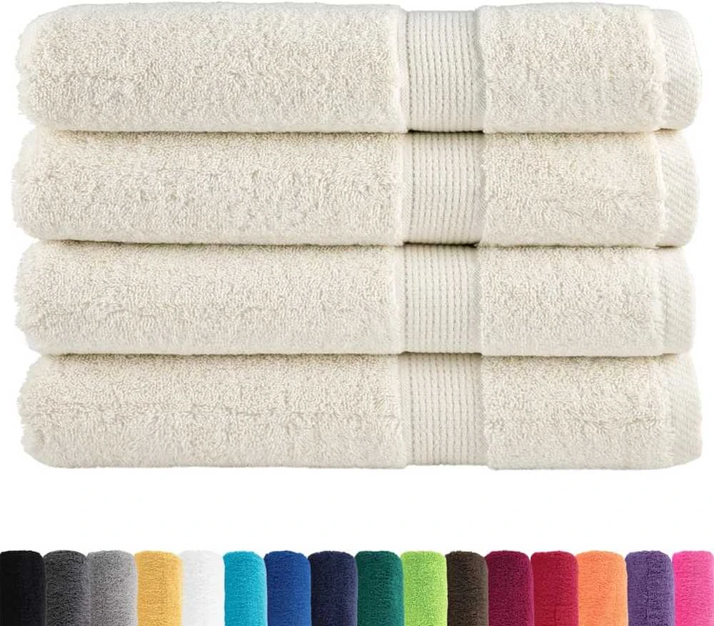 Rankšluostis Pirties rankšluosčiai SOLUND, 4vnt., kreminiai 80x200cm 600g/m²