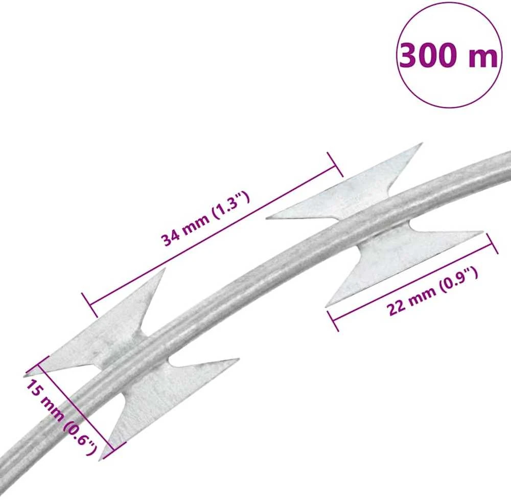 Pjaunanti viela Concertina, 300m, galvanizuotas plienas