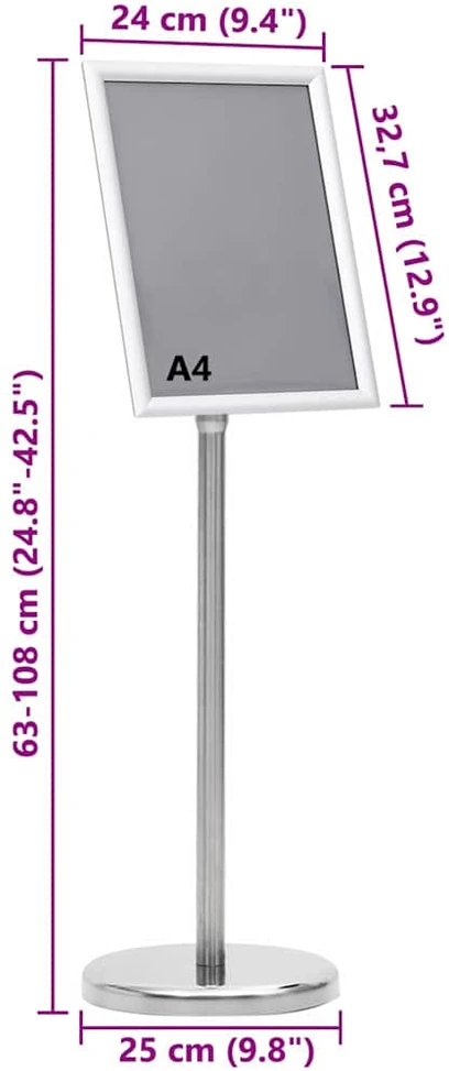 Plakato stendai 2 vnt. Sidabro 32.7 x 24 x 108 cm Aliuminis