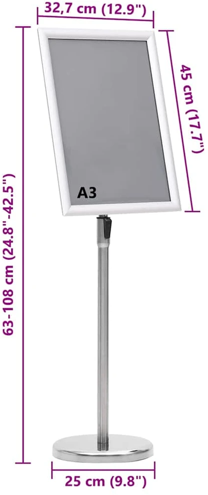 Plakato stendai 2 vnt. Sidabro 45 x 32,7 x 108 cm Aliuminis