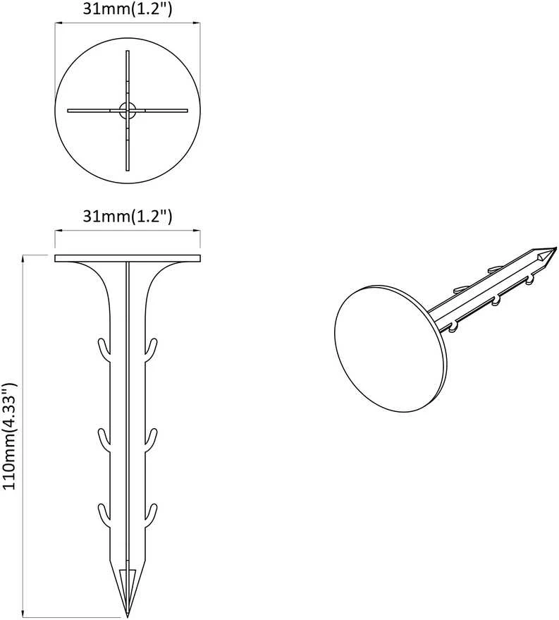 Žemės kuolai 100 vnt. Juoda Ø3 x 11 cm Plastmasė