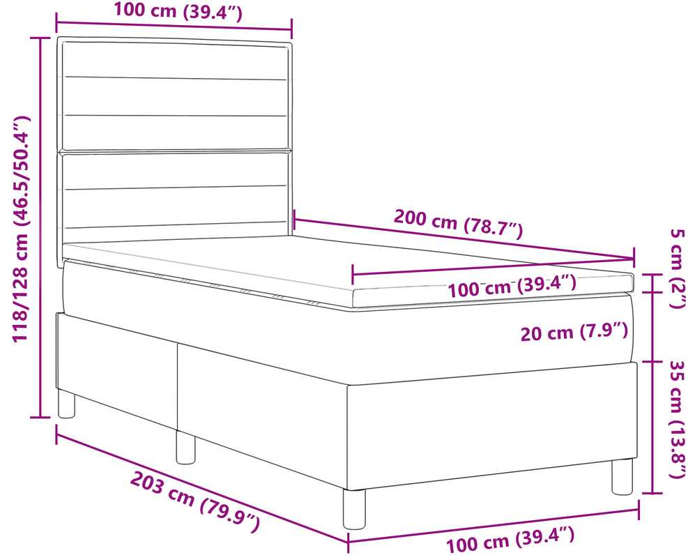 Kiemas lova su čiužiniu Mėlyna 100 x 200 cm audinys