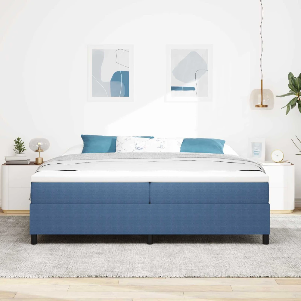 Platforminės lovos rėmas Mėlyna 200 x 200 cm Kordūrinis audinys