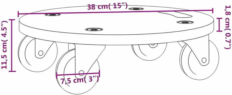 Transportavimo vežimėliai, 2vnt., 38x11,5cm, apskriti, 250kg