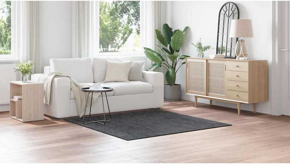 Neslystantis plaukuotas kilimas Tamsiai pilka 160 x 160 cm PP
