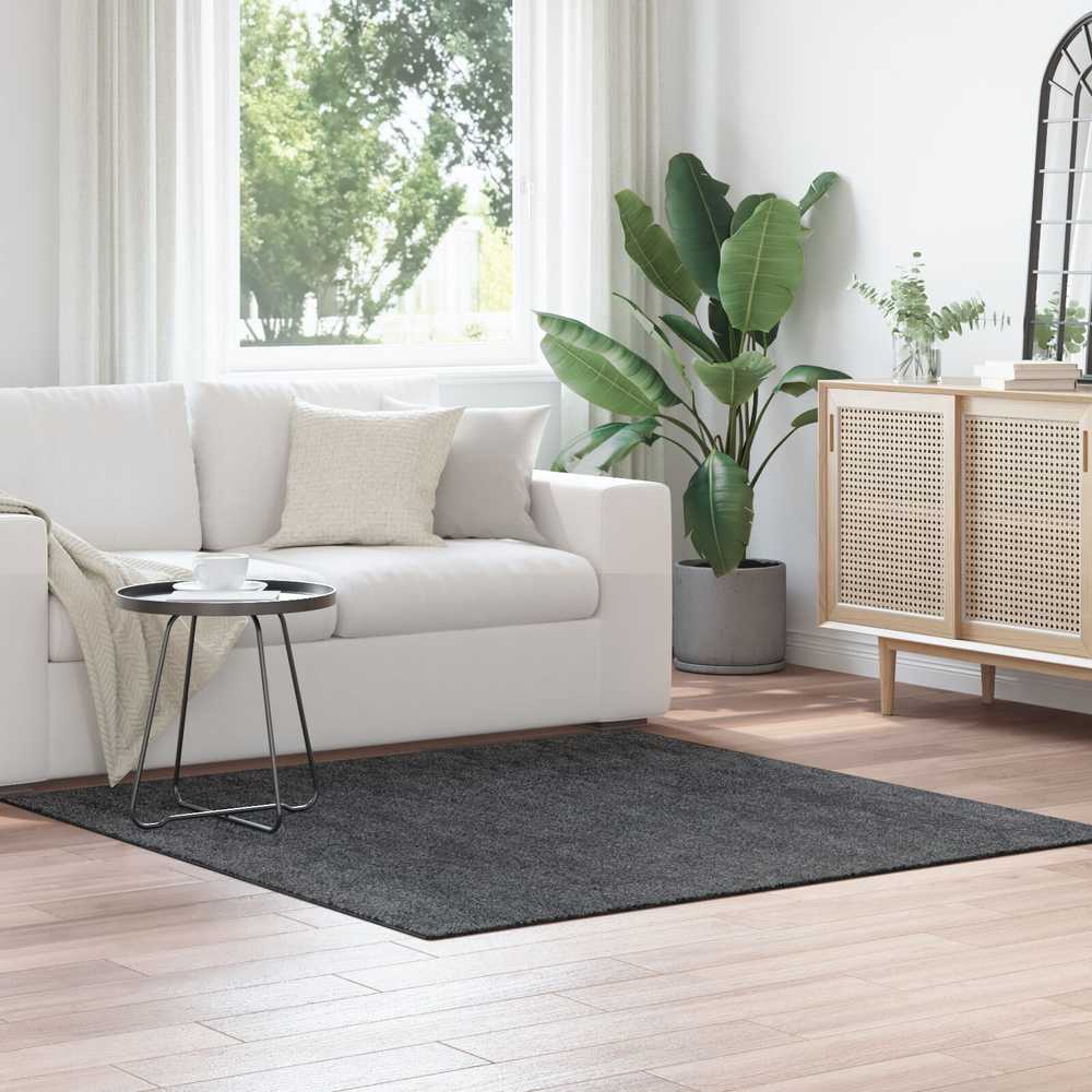 Neslystantis plaukuotas kilimas Tamsiai pilka 160 x 160 cm PP