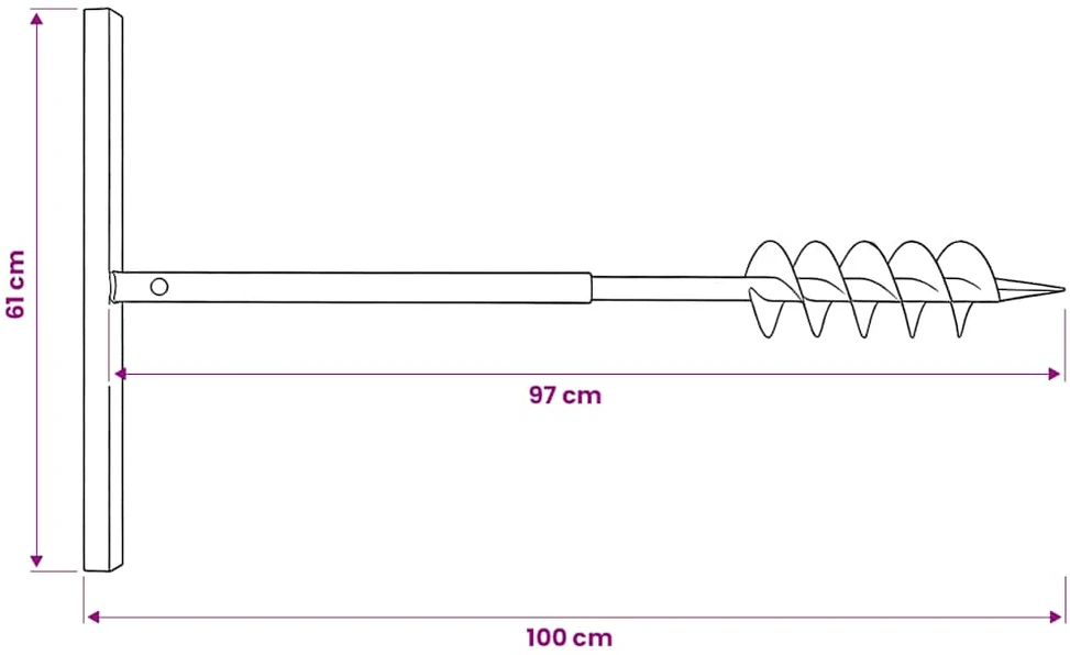 Plieninis 10 cm Žemės Grąžtas su Dvigubomis Spiralėmis, su Rankena