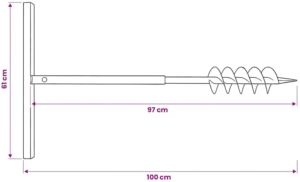 Plieninis 10 cm Žemės Grąžtas su Dvigubomis Spiralėmis, su Rankena