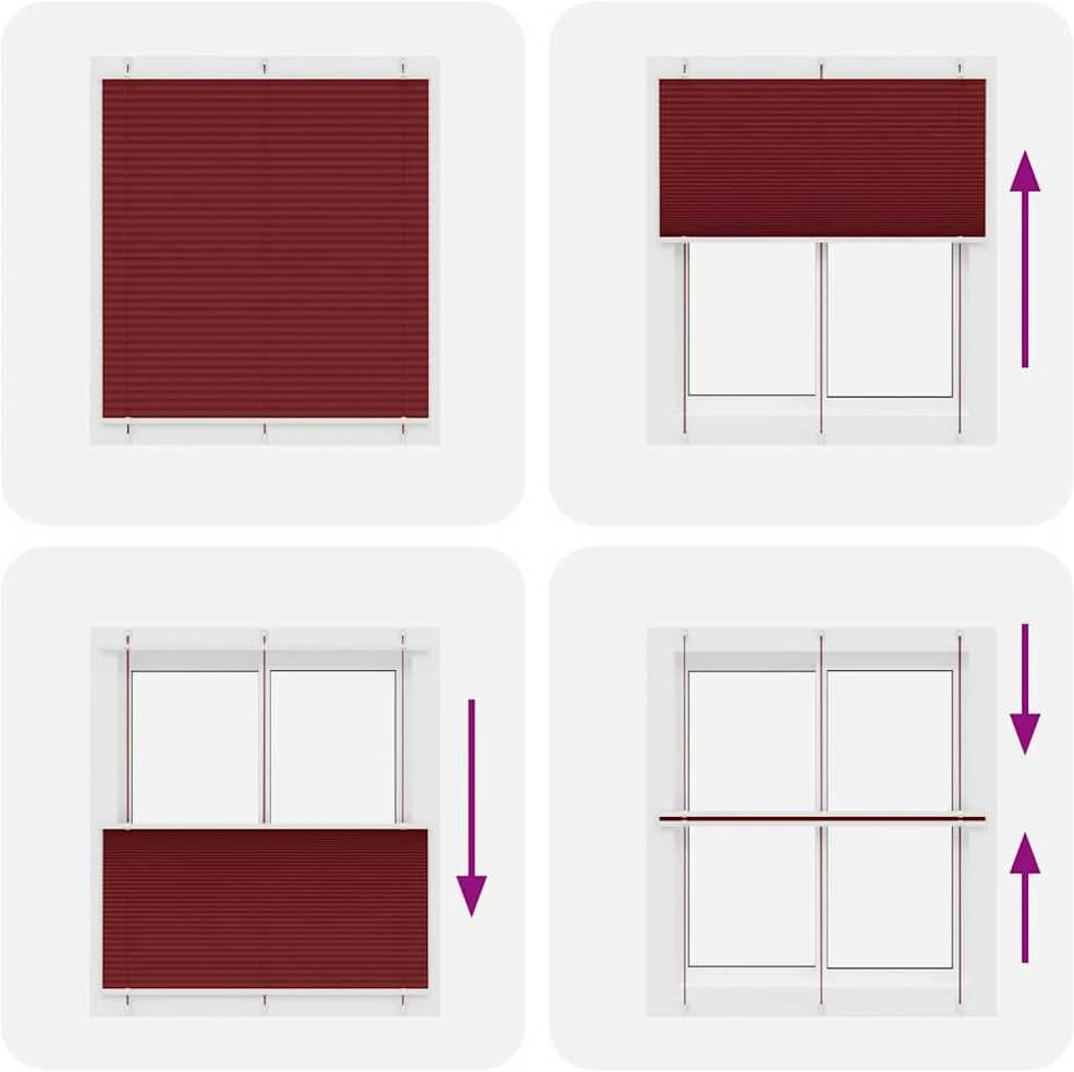 Plisuota žaliuze Bordo raudona 115x150 cm Audinio plotis