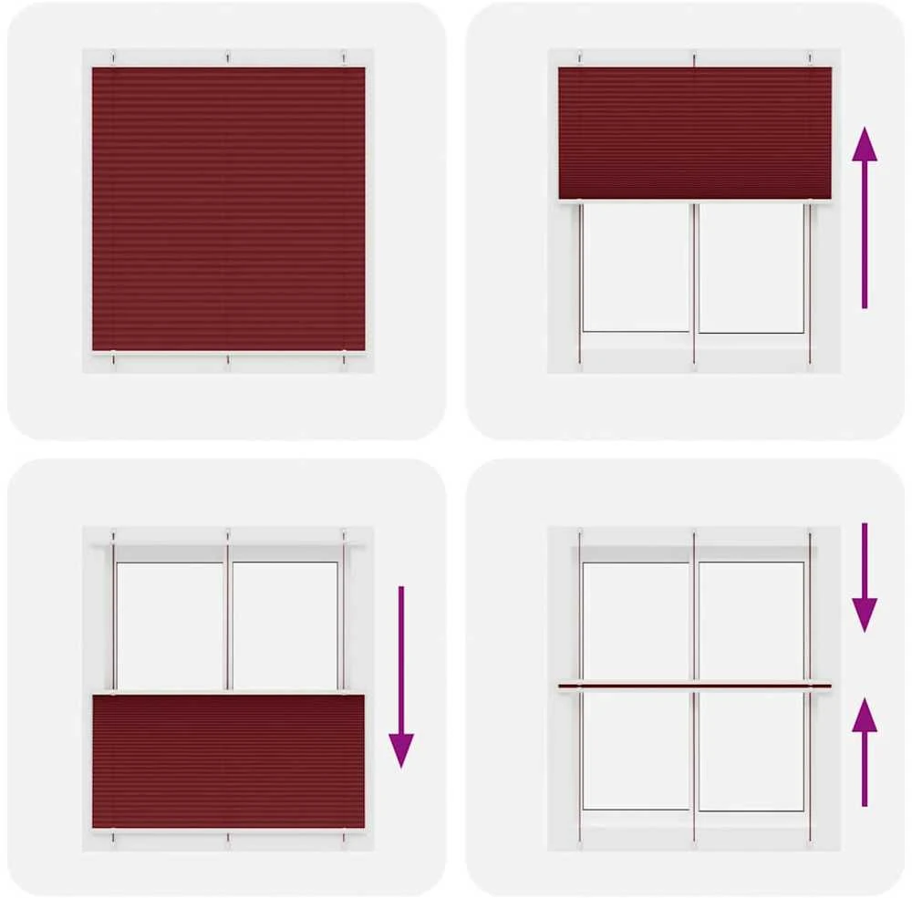 Plisuota žaliuze Bordo raudona 120x100 cm Audinio plotis