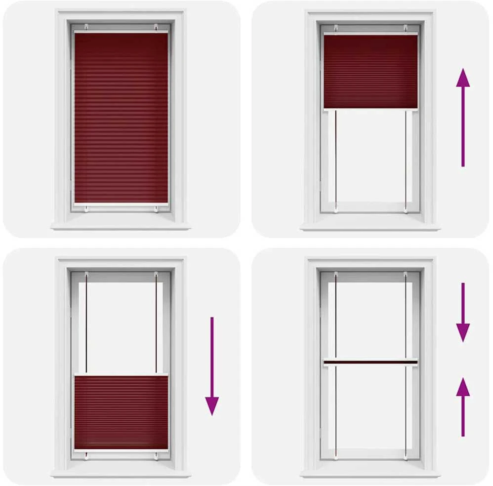 Plisuota žaliuze Bordo raudona 75x150 cm Audinio plotis 74,4 cm