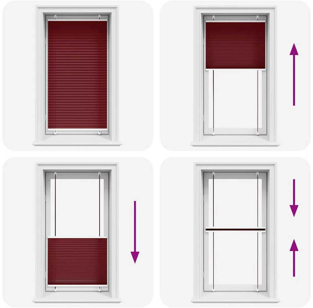 Plisuota žaliuze Bordo raudona 80x150 cm Audinio plotis 79,4 cm