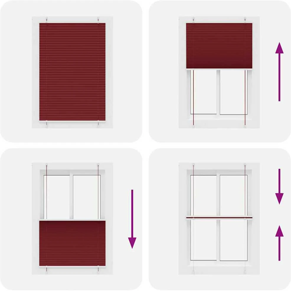 Plisuota žaliuze Bordo raudona 95x150 cm Audinio plotis 94,4 cm