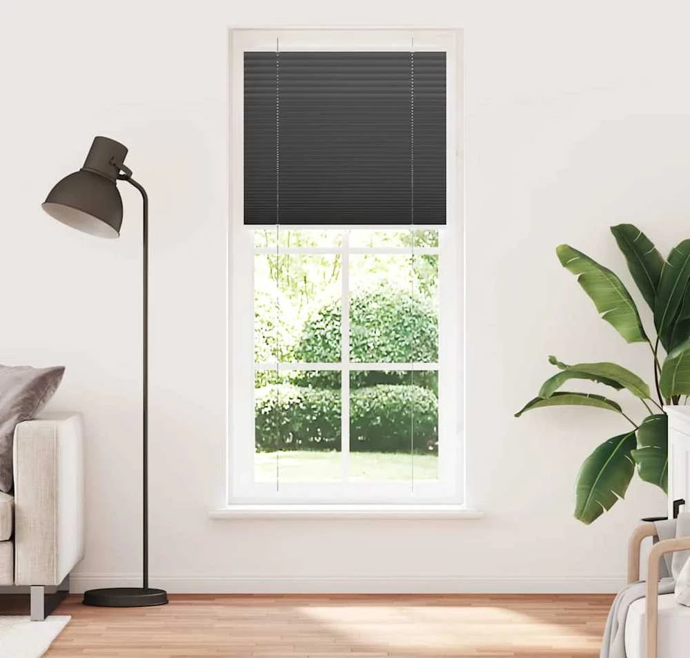 Plisuota žaliuze juoda 90x200 cm audinio plotis 89,4 cm