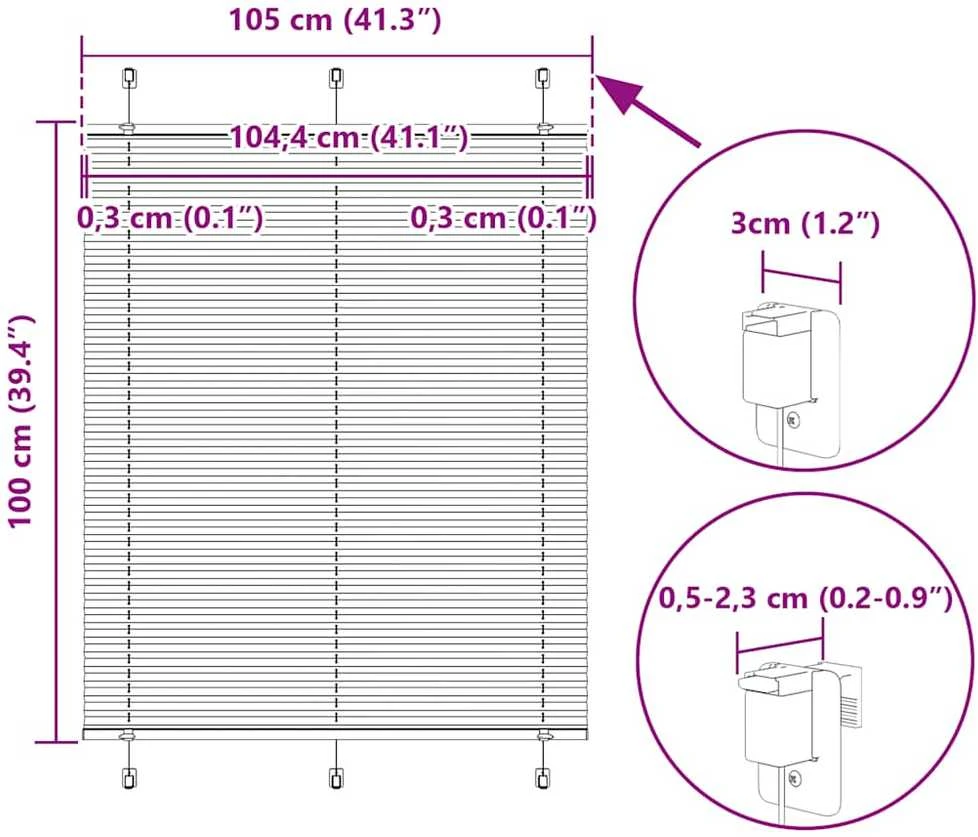 Plisuotas Blind Kreminis 105x100 cm Audinio plotis 104,4 cm