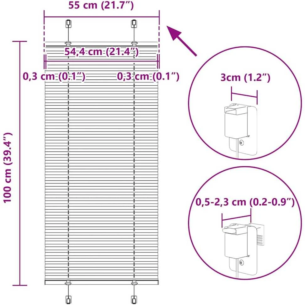 Plisuotas Blind Kreminis 55x100 cm Audinio plotis 54,4 cm