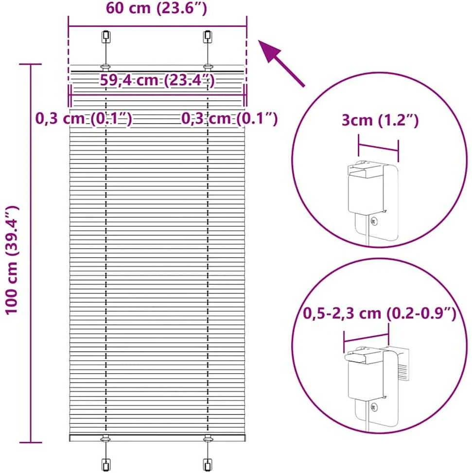 Plisuotas Blind Kreminis 60x100 cm Audinio plotis 59,4 cm
