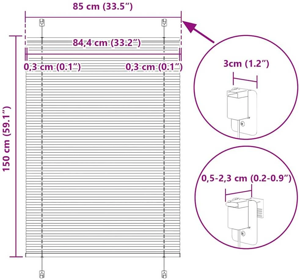 Plisuotas Blind Kreminis 85x150 cm Audinio plotis 84,4 cm