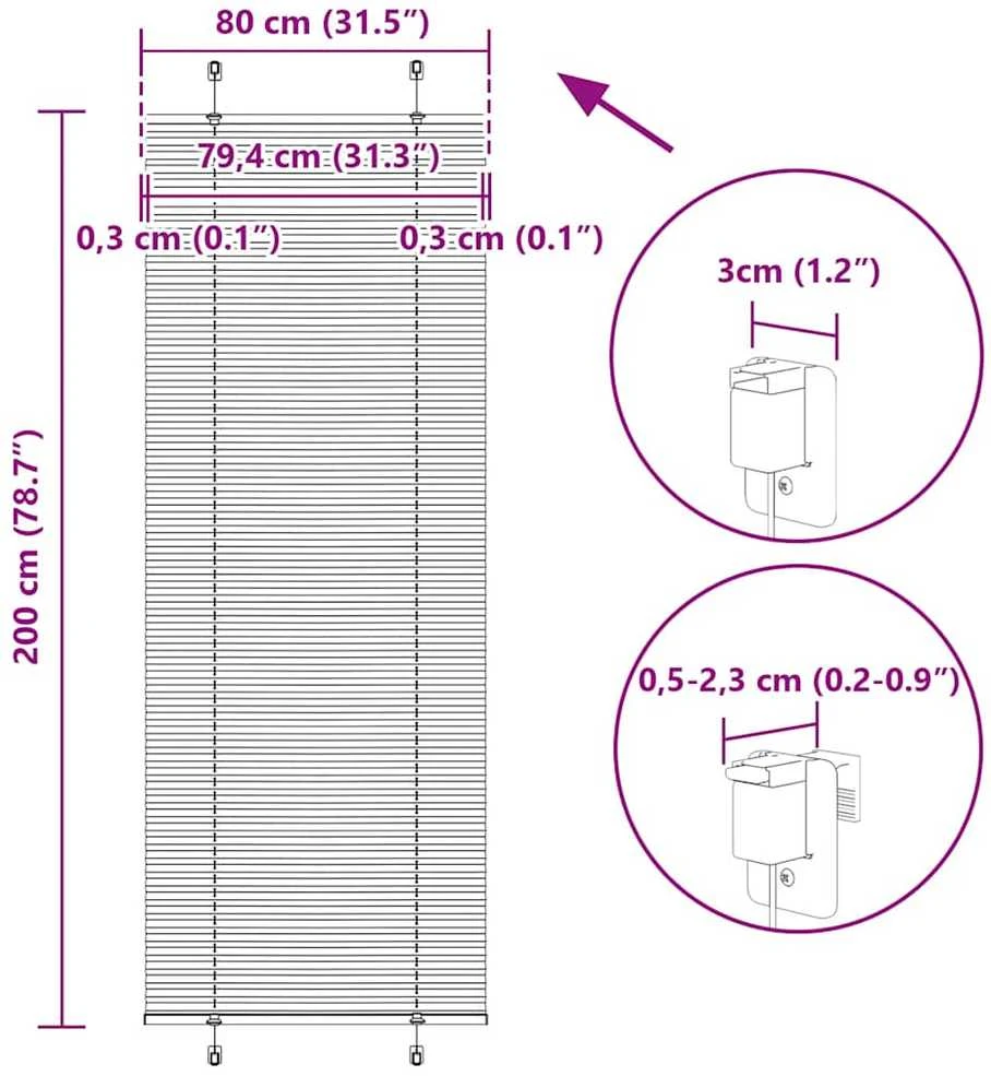 Plisuotas roletas antracitas 80x200 cm audinio plotis 79,4 cm