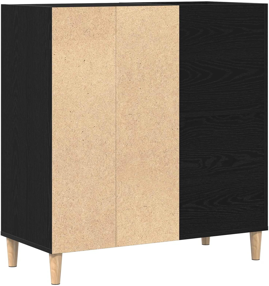 Plokštelių spintelė su lentyna Juodas ąžuolas 84,5 x 38 x 89 cm