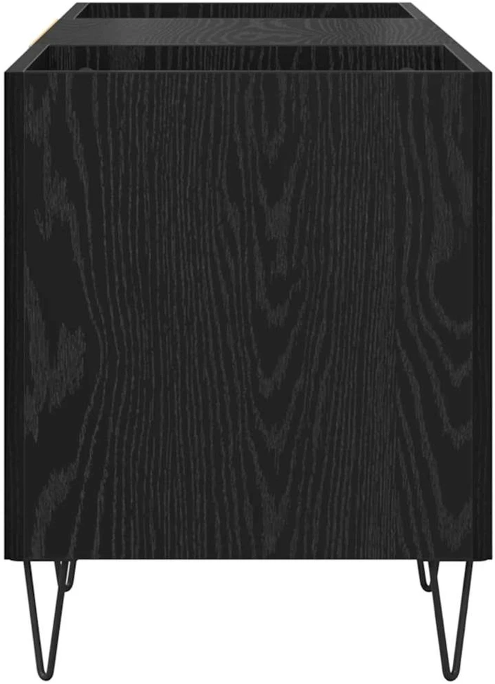 Plokštelių spintelė su lentyna Juodas ąžuolas 121 x 38 x 48 cm
