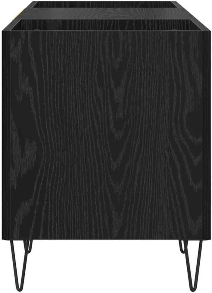 Plokštelių spintelė su lentyna Juodas ąžuolas 121 x 38 x 48 cm