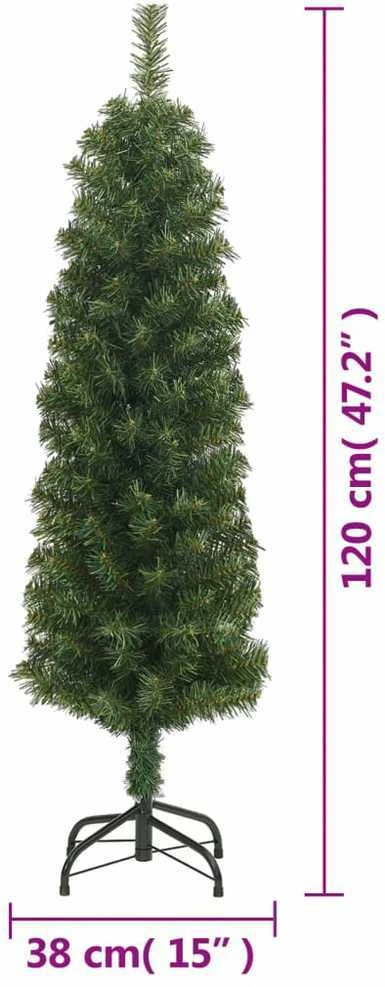 Plona dirbtinė Kalėdų eglutė su stovu, žalia, 120cm, PVC