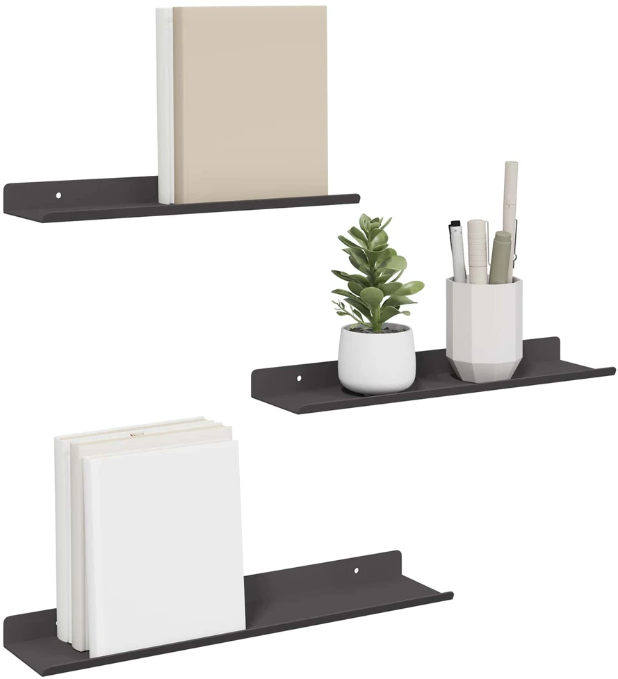 Plūduriuojanti lentyna 3 vnt. Juodas 40 x 9 x 2,5 cm Plienas
