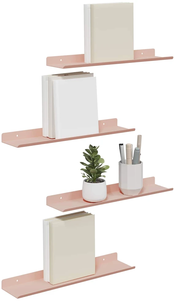 Plūduriuojanti lentyna 4 vnt. Rožinė 40 x 8,5 x 2,5 cm Plienas