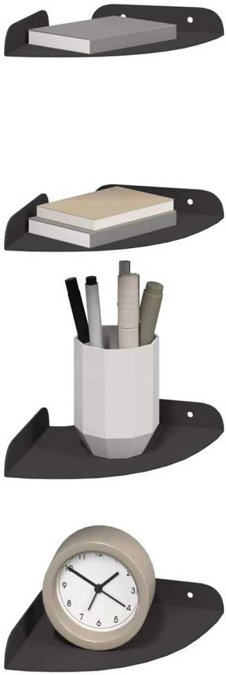 Kampinė Plūduriuojanti Lentyna 4 vnt. Juodas 15 x 15 x 2 cm