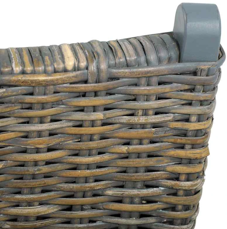 Fotelis Poilsio kėdė, pilka, Kubu ratanas ir raudonmedžio masyvas