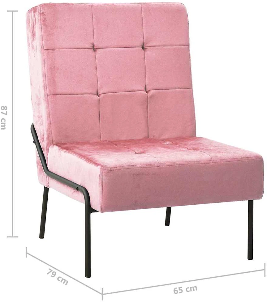 Fotelis Poilsio kėdė, rožinės spalvos, 65x79x87cm, aksomas