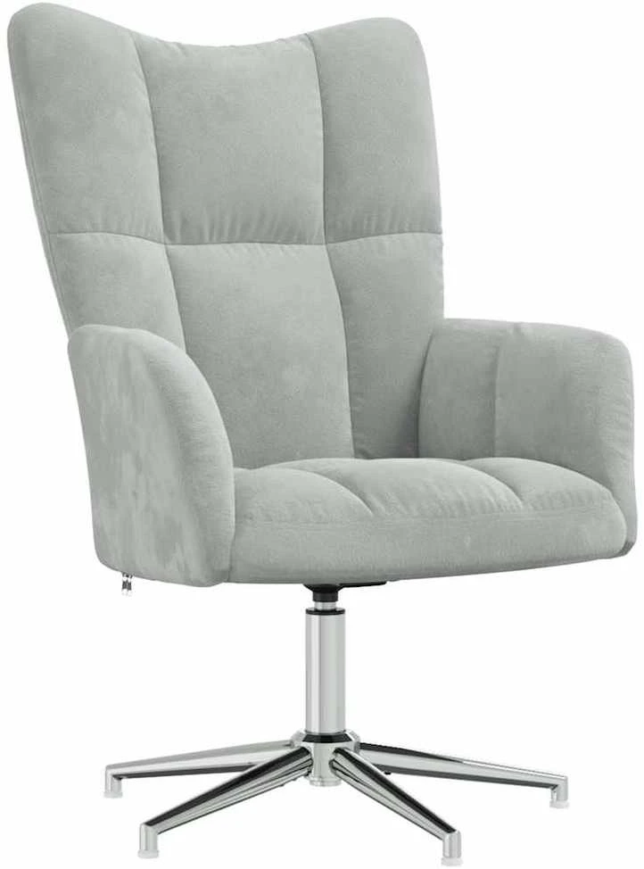 Fotelis Poilsio kėdė, šviesiai pilkos spalvos, aksomas