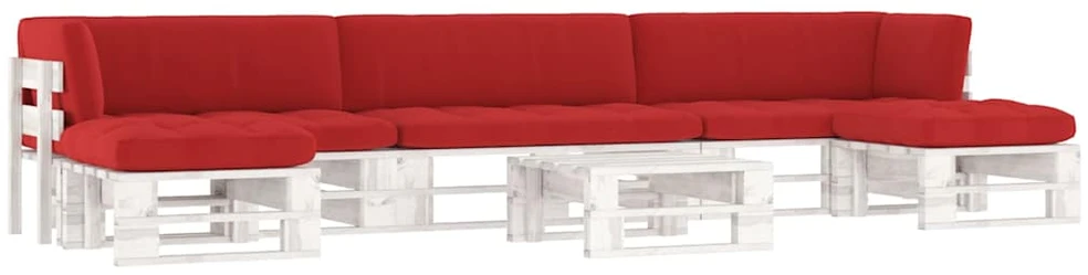 Lauko baldų komplektas Poilsio komplektas iš palečių su pagalvėlėmis, 6 dalių, pušis