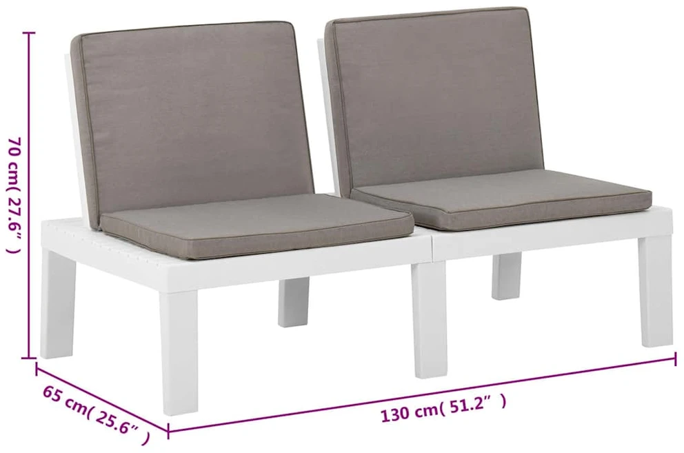 Lauko baldų komplektas Poilsio komplektas su pagalvėlėmis, 6 dalių, baltas, plastikas