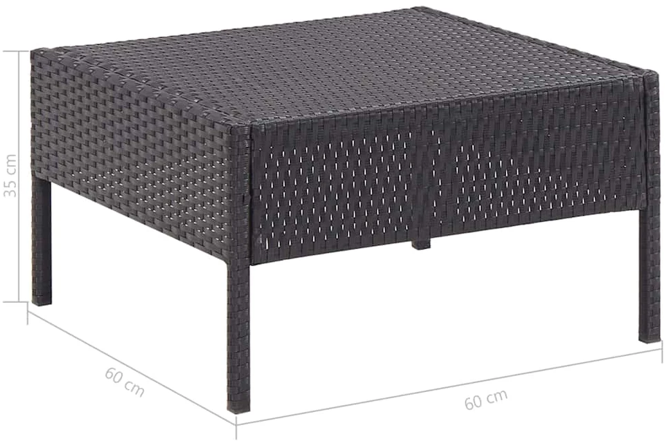 Lauko baldų komplektas Poilsio komplektas su pagalvėlėmis, 8 dalių, juodas, ratanas
