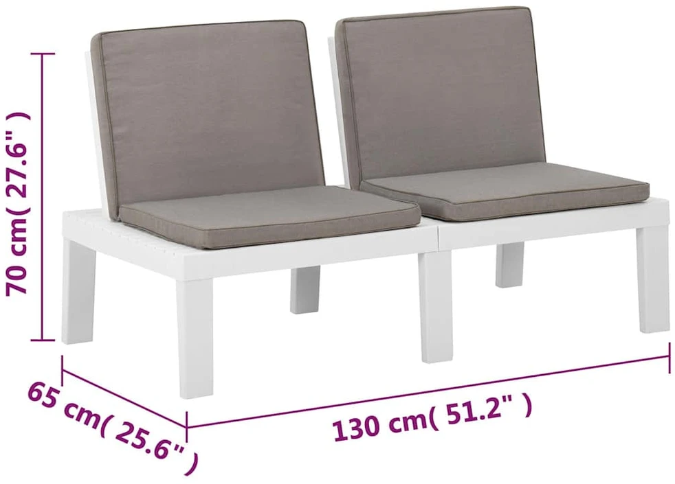 Lauko baldų komplektas Poilsio komplektas su pagalvėmis, 4 dalių, baltas, plastikas