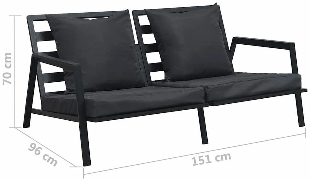Lauko baldų komplektas Poilsio komplektas su pagalvėmis, 4 dalių, pilkas, aliuminis