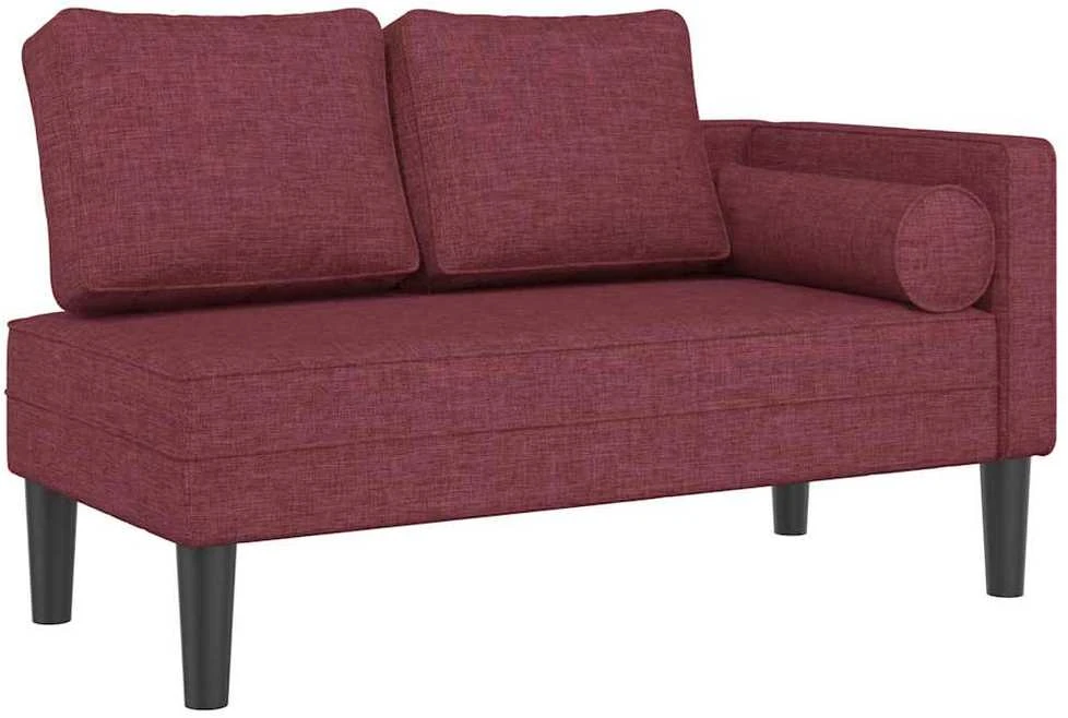 Poilsio sofa su ilga pagalve, raudonojo vyno spalvos, audinys