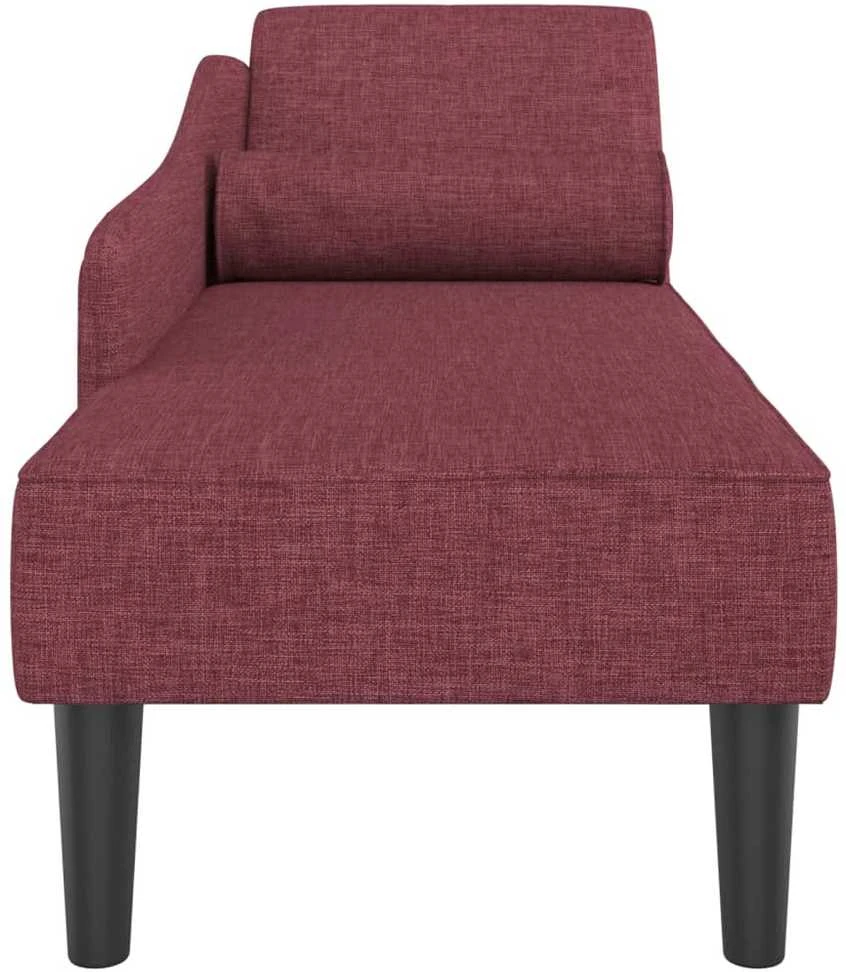 Poilsio sofa su ilga pagalve, raudonojo vyno spalvos, audinys