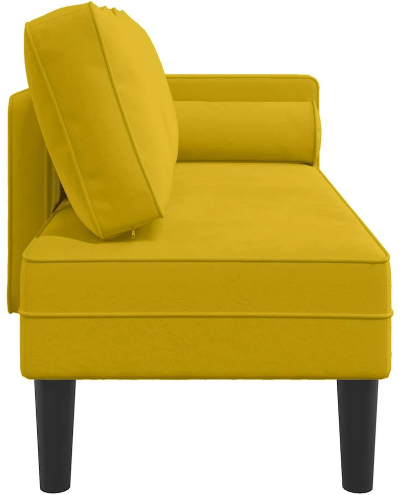 Poilsio sofa su pagalvėlėmis, geltonos spalvos, aksomas