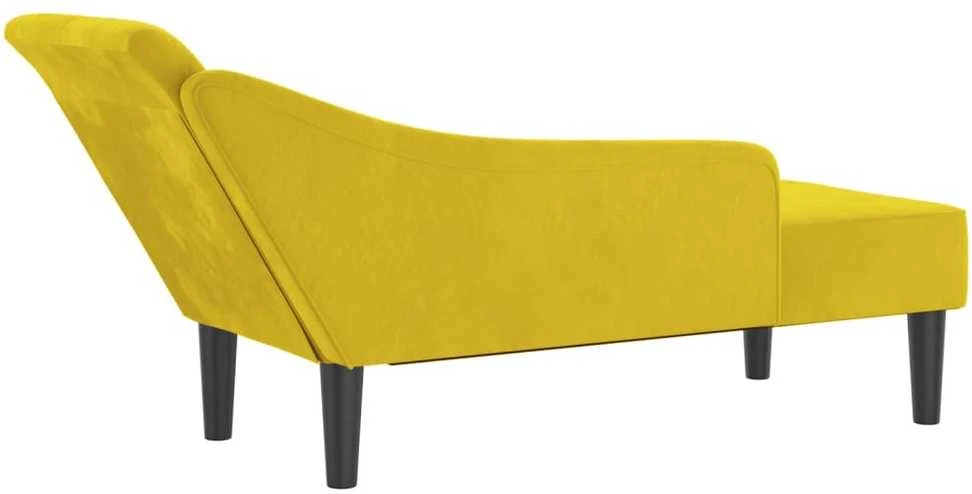 Poilsio sofa su pagalvėlėmis, geltonos spalvos, aksomas