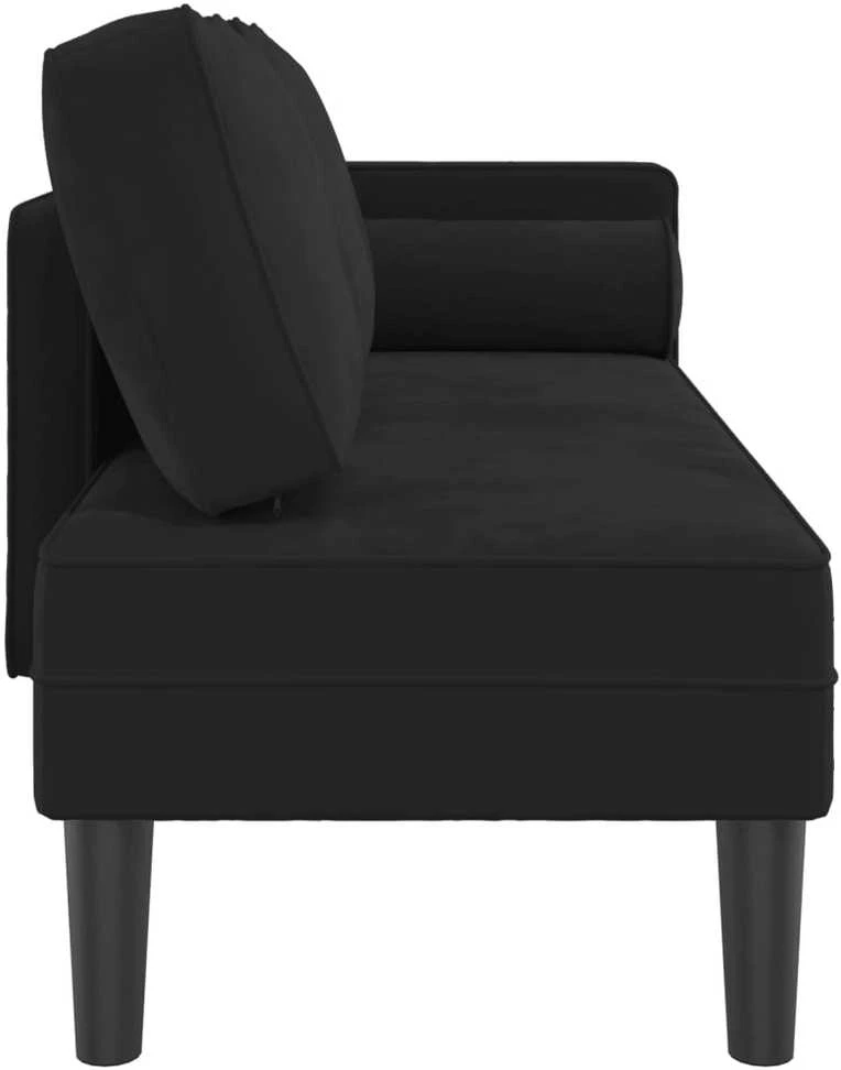Poilsio sofa su pagalvėlėmis, juodos spalvos, aksomas