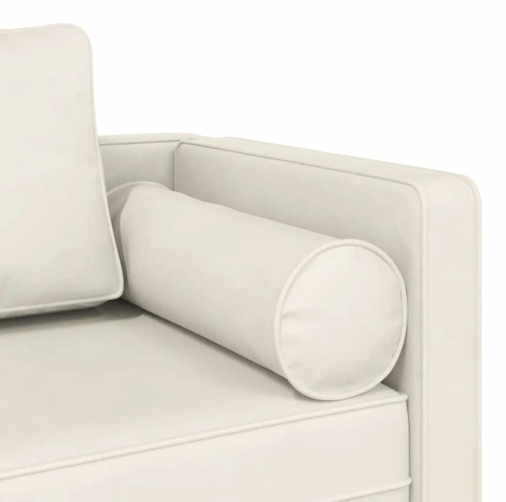 Poilsio sofa su pagalvėlėmis, kreminės spalvos, aksomas