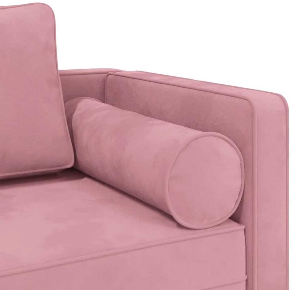 Poilsio sofa su pagalvėlėmis, rožinės spalvos, aksomas