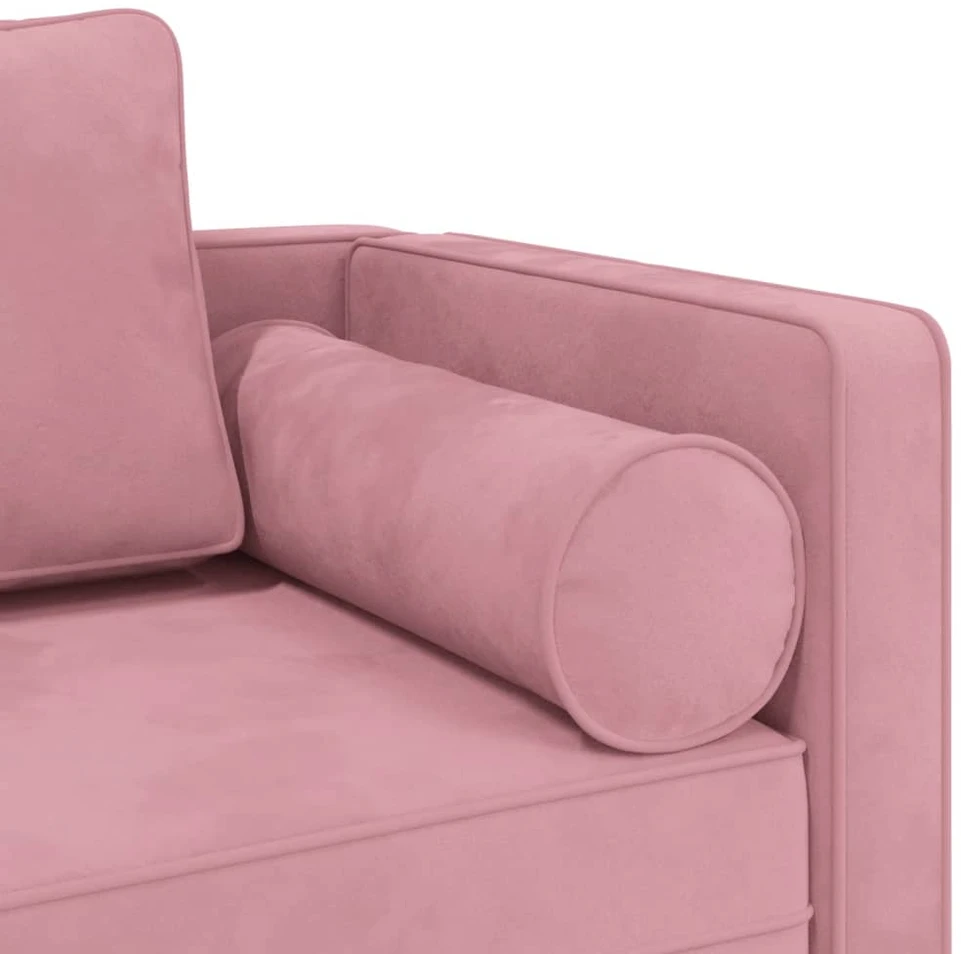 Poilsio sofa su pagalvėlėmis, rožinės spalvos, aksomas
