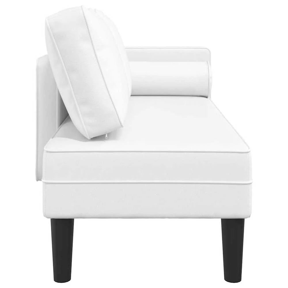 Poilsio sofa su pagalvėmis, balta, dirbtinė oda
