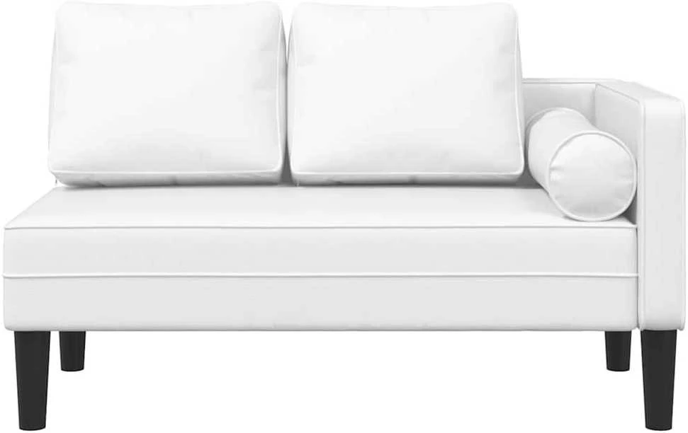 Poilsio sofa su pagalvėmis, balta, dirbtinė oda