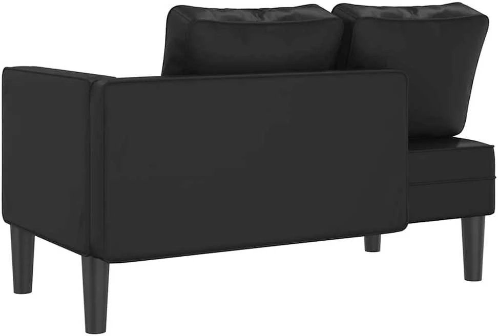 Poilsio sofa su pagalvėmis, juoda, dirbtinė oda